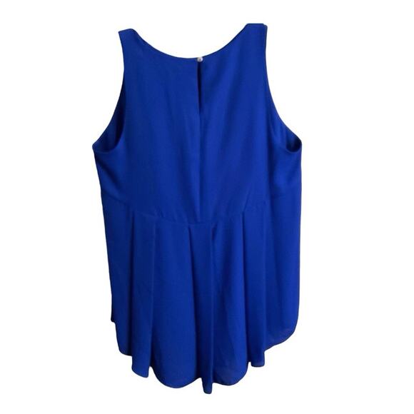 Vince Camuto Tunic Top Sz M Blue Lined Sleeveless Pleated Back Polyester Hi-Low - Picture 6 of 9